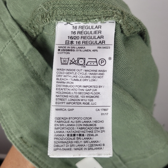 GAP Linen Cotton Blend Olive Green Wide Leg Flowy Cozy Comfy Lounge Pants - Picture 9 of 10